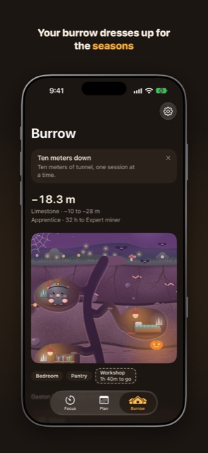 Burrow tab in its Halloween theme