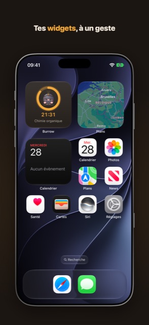 Widget Burrow sur l’écran d’accueil